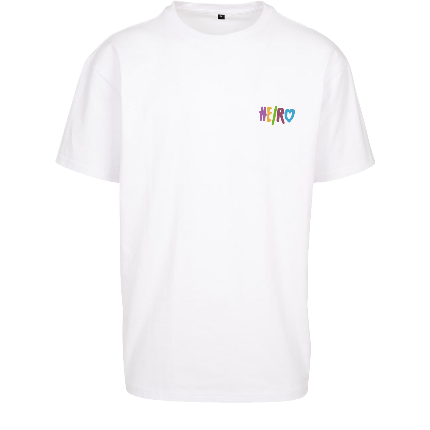 Oversize T-Shirt "HE/RO" Weiß