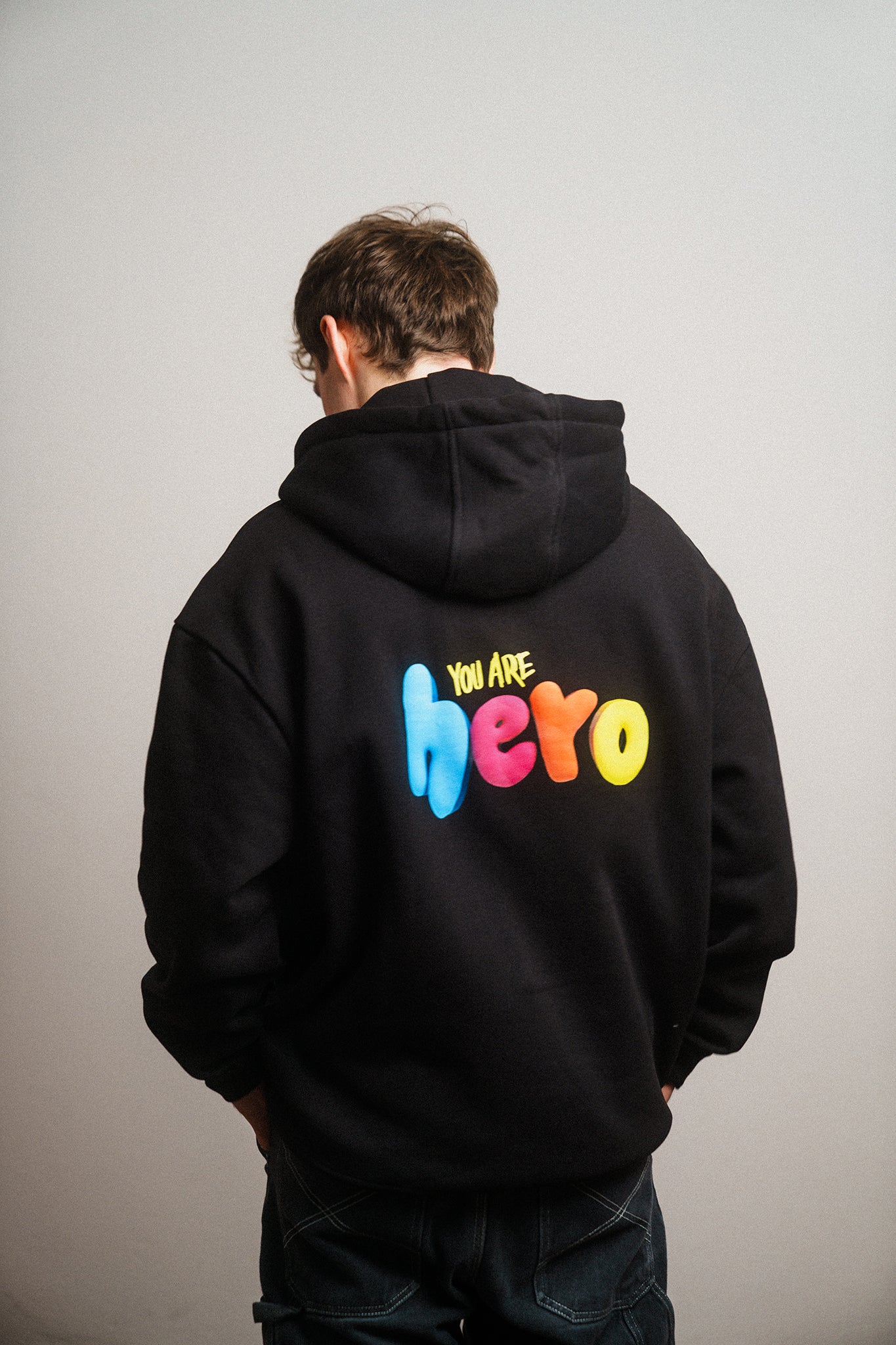 Oversize Hoodie "YOU ARE HERO" Schwarz
