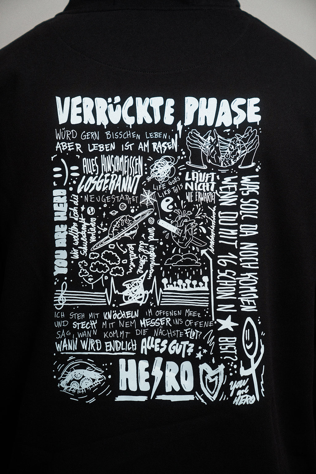 Oversize Hoodie "Verrückte Phase" Schwarz