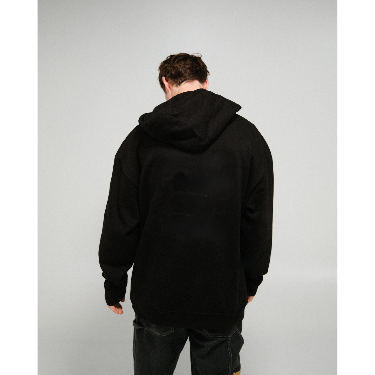 Oversize Hoodie "Kein Grund zur Panik" schwarz