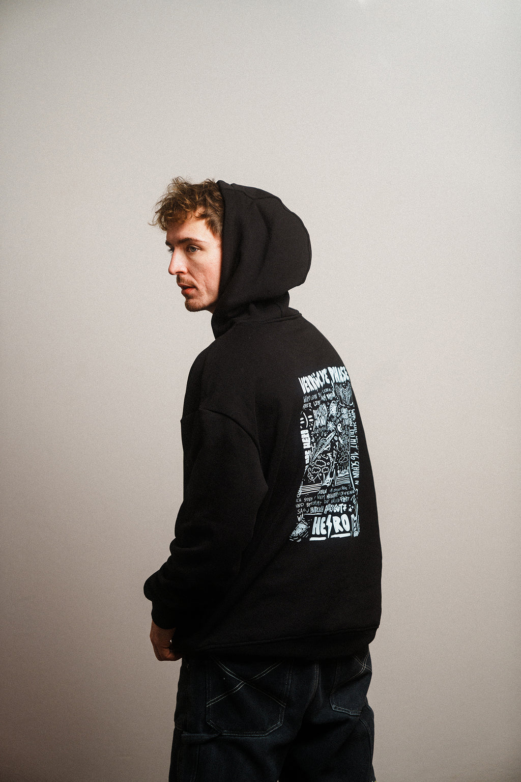 Oversize Hoodie "Verrückte Phase" Schwarz