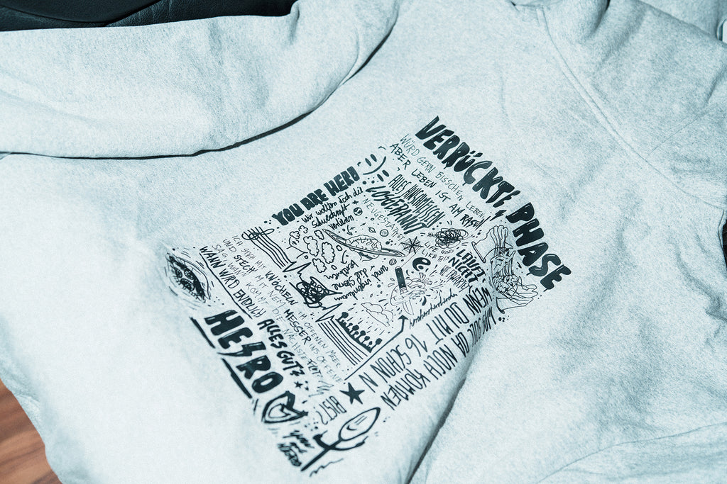 Oversize Hoodie "Verrückte Phase" Grau