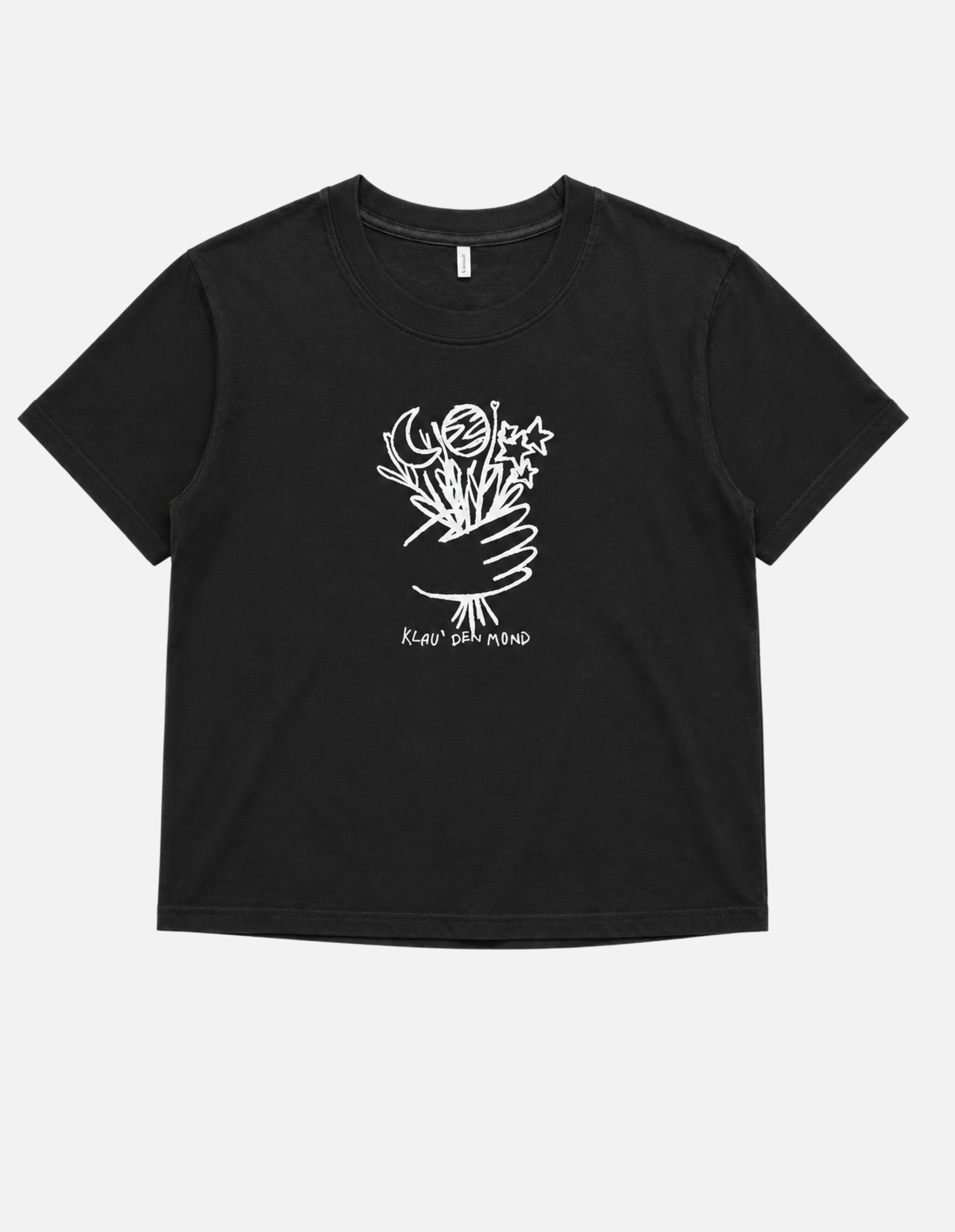 Boxy oversize T-Shirt "Klau den Mond" schwarz