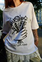 Boxy oversize T-Shirt "Klau den Mond" Weiß
