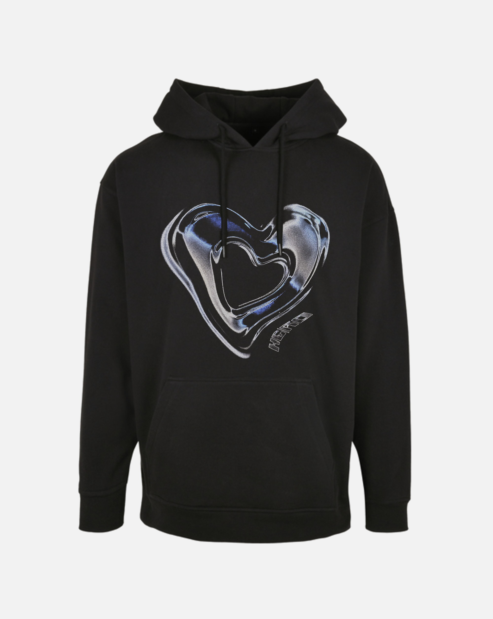 Oversize Hoodie "HE/RZ" schwarz