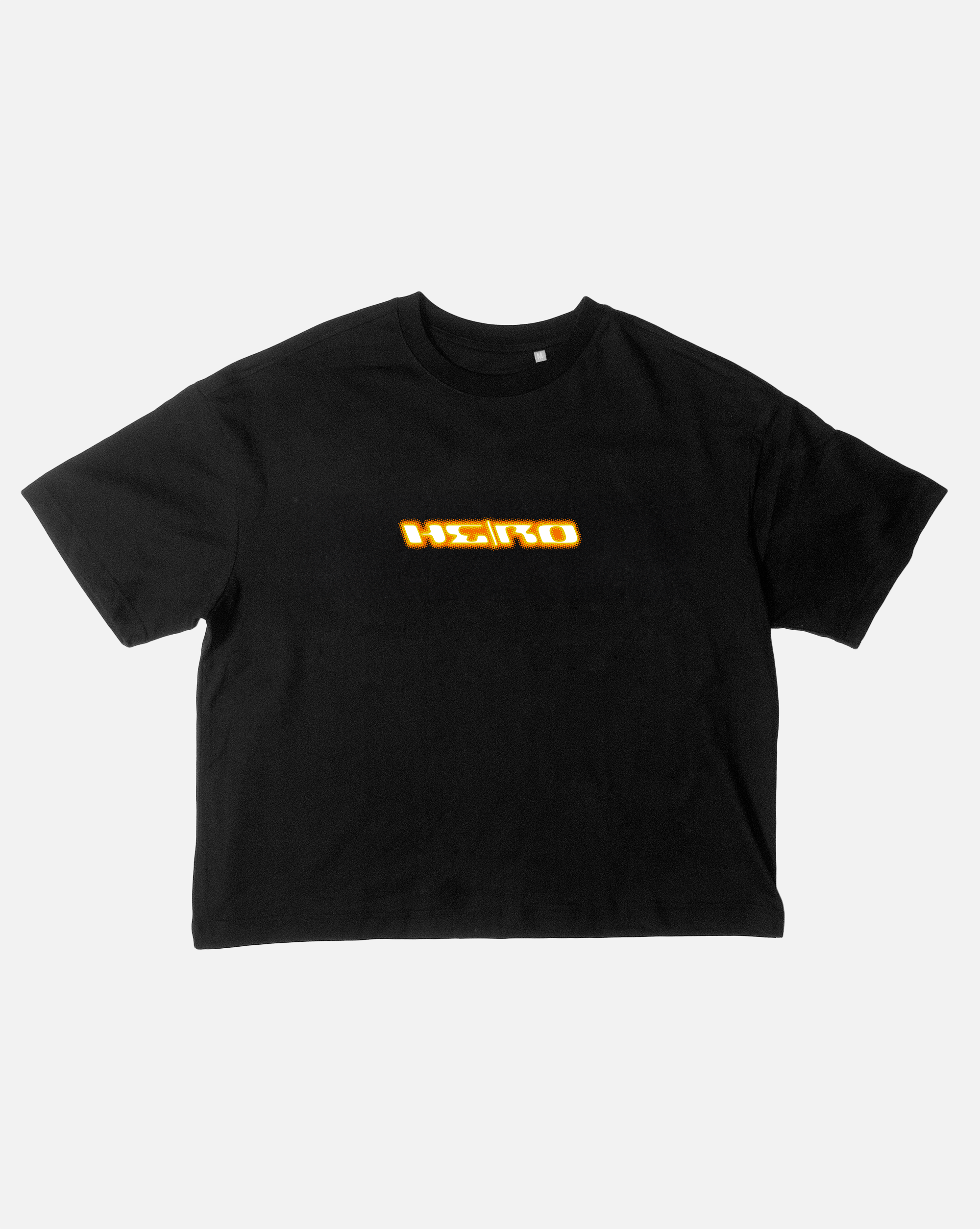 Boxy Oversize T-Shirt "HE/RO" schwarz