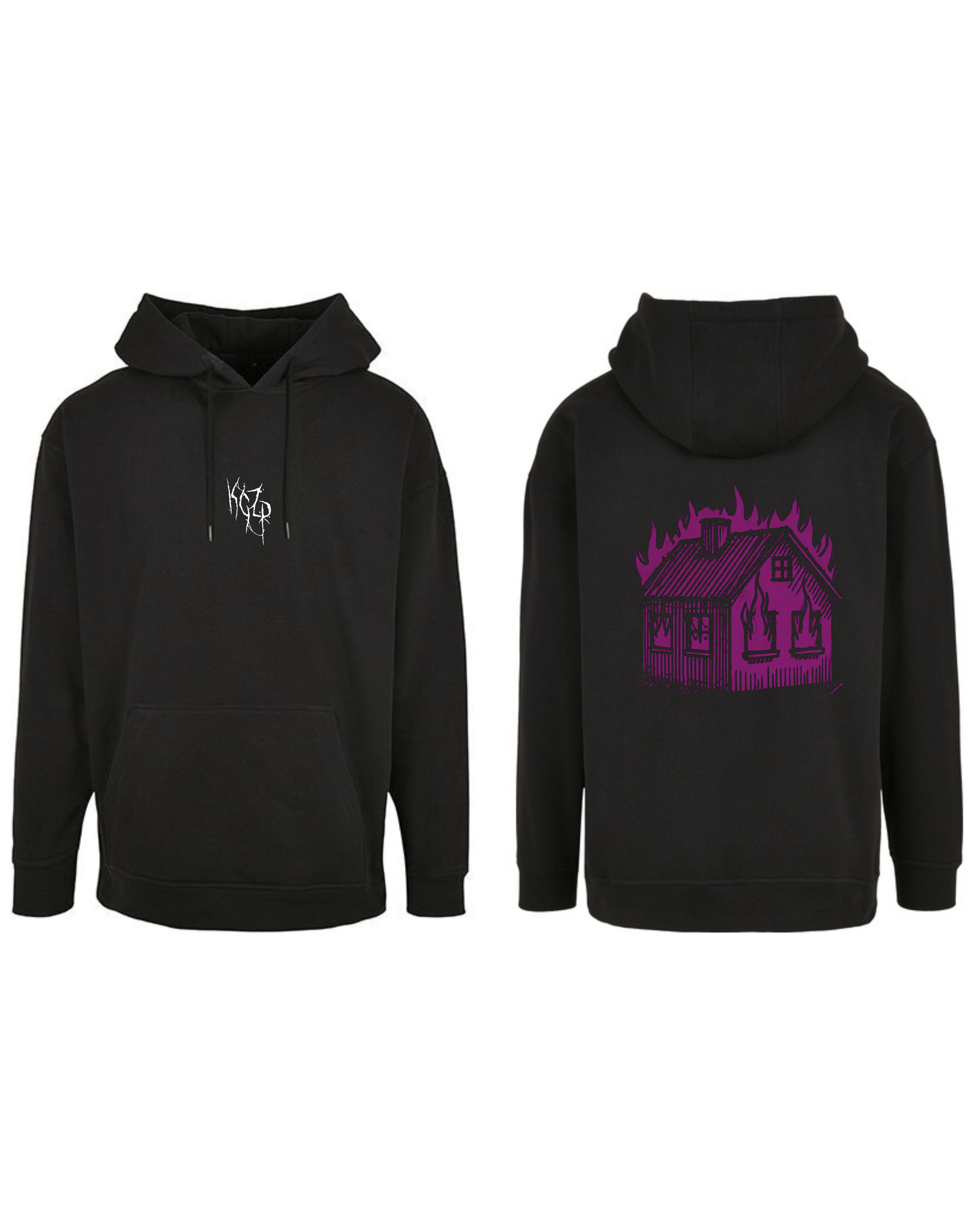 Oversize Hoodie Haus in Flammen NEU