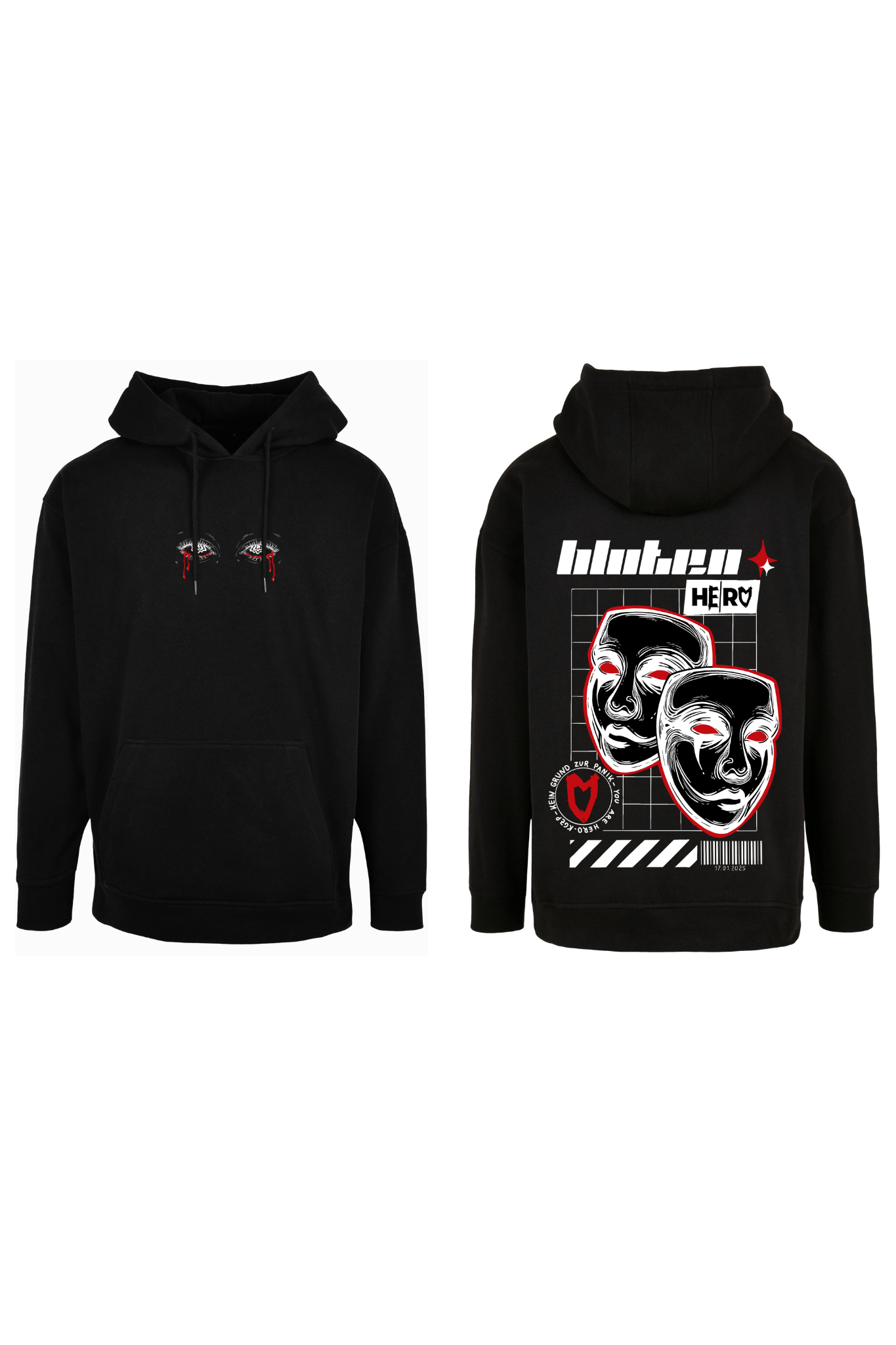 Oversize Hoodie "bluten" schwarz