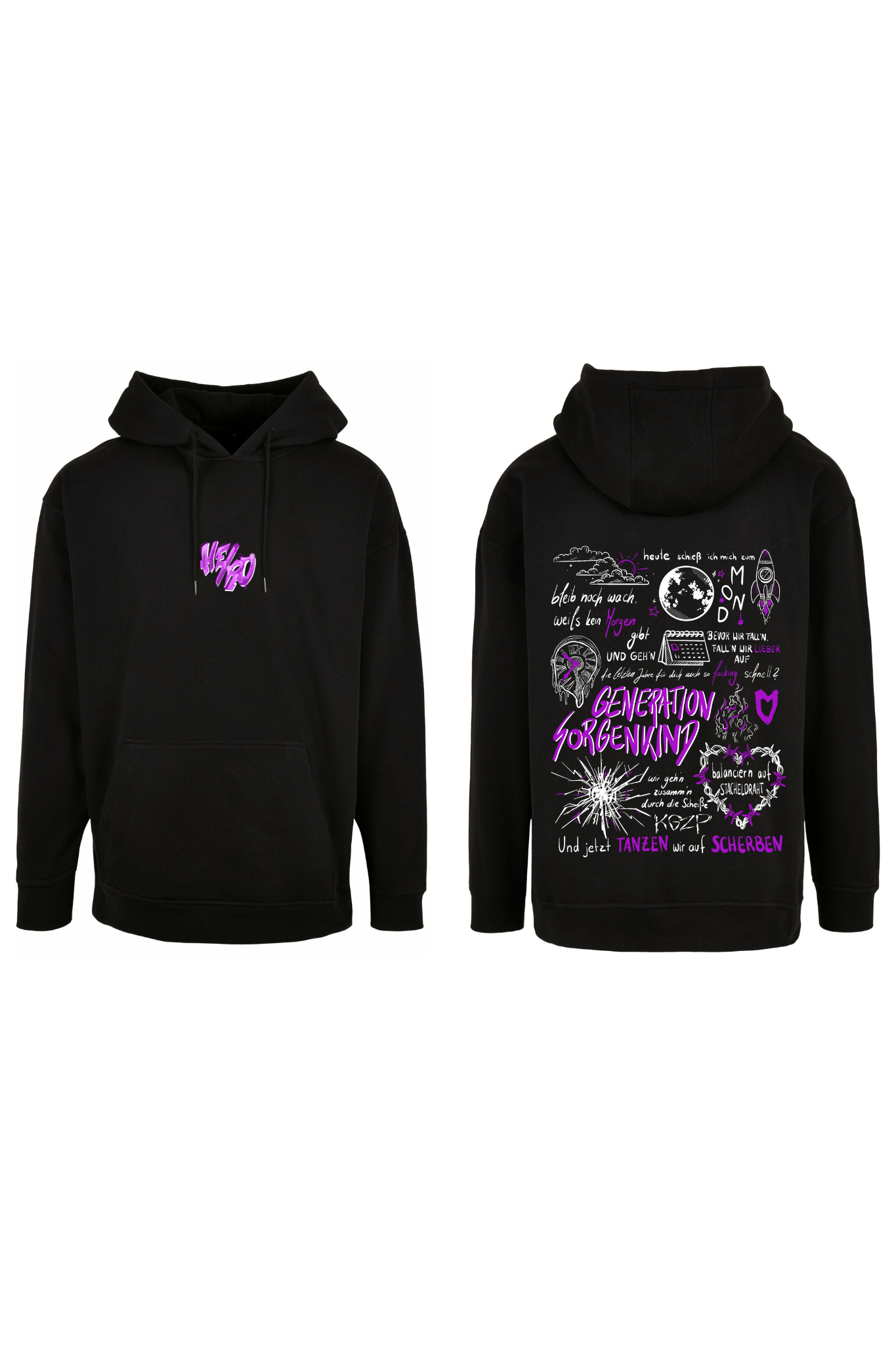 Oversize Hoodie "Generation Sorgenkind" schwarz
