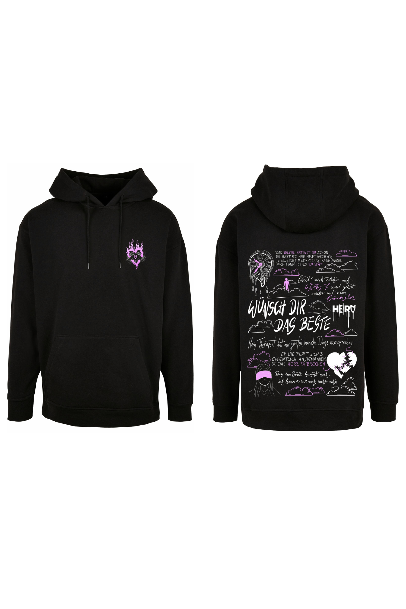 Oversize Hoodie "Wünsch dir das Beste" schwarz