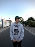 Fluffy Hoodie "DURCHGEHEND ONLINE" Grau