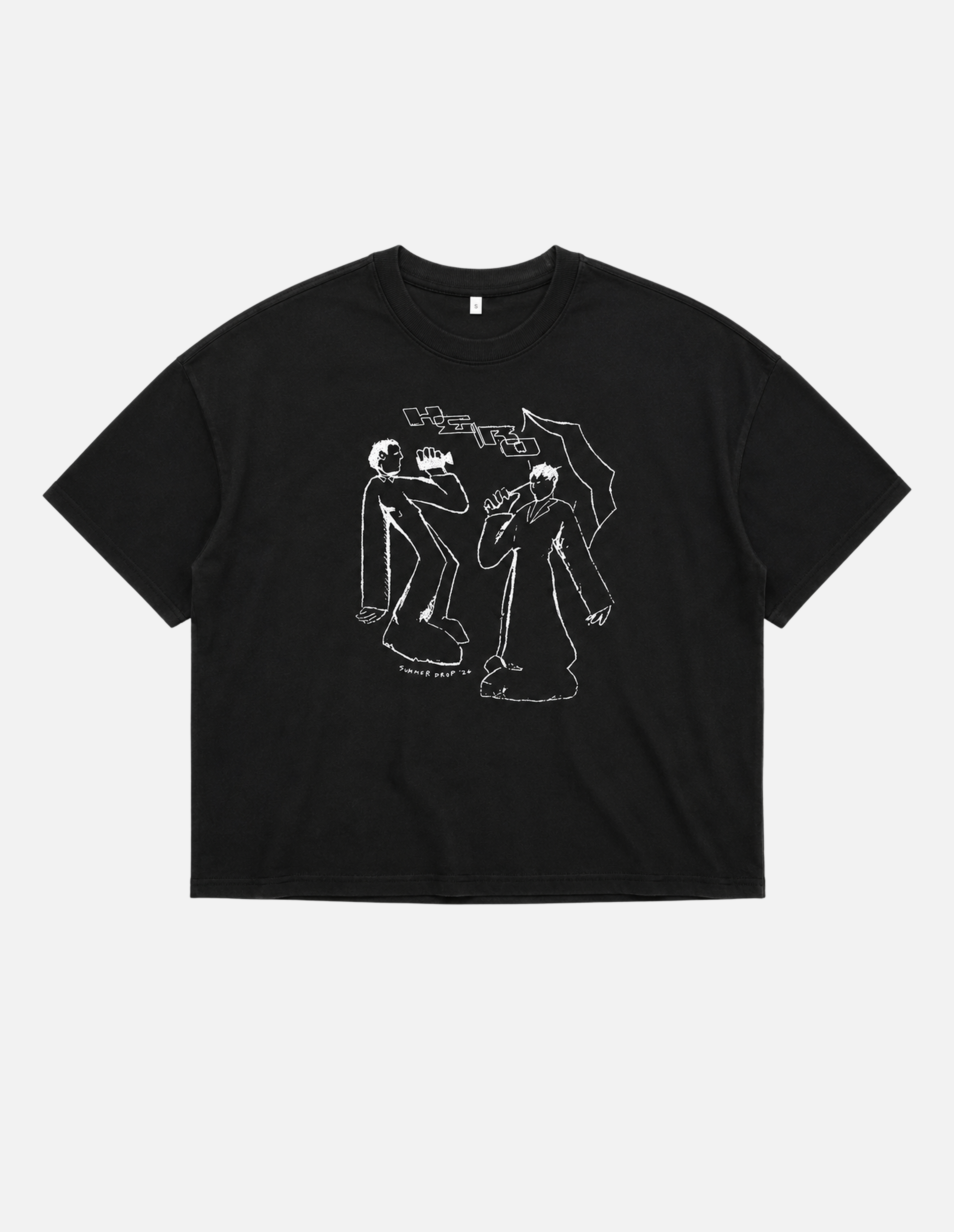 Boxy oversize T-Shirt "Comic Silhouette" Schwarz