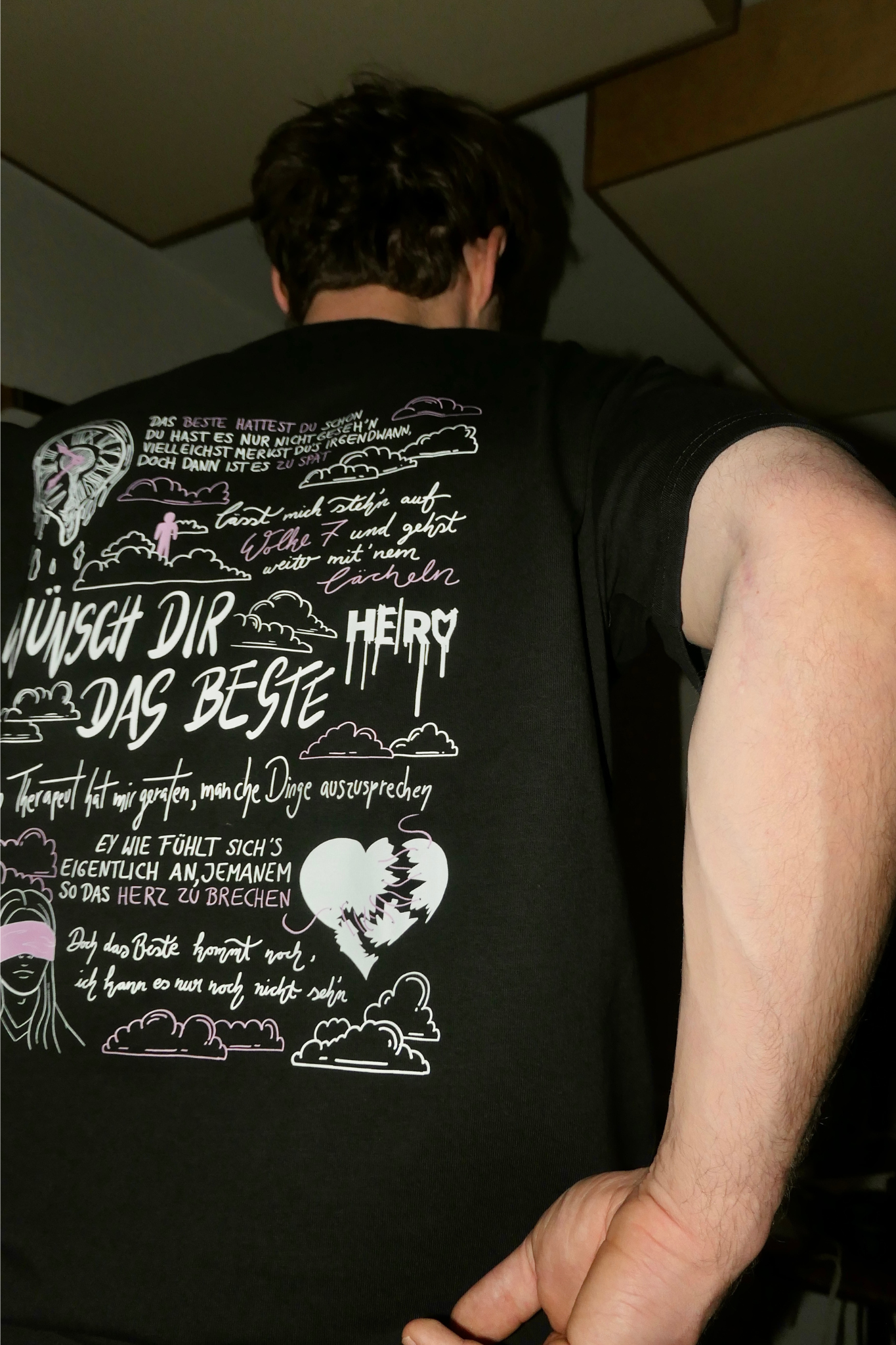 Oversize T-Shirt "Wünsch dir das Beste" schwarz