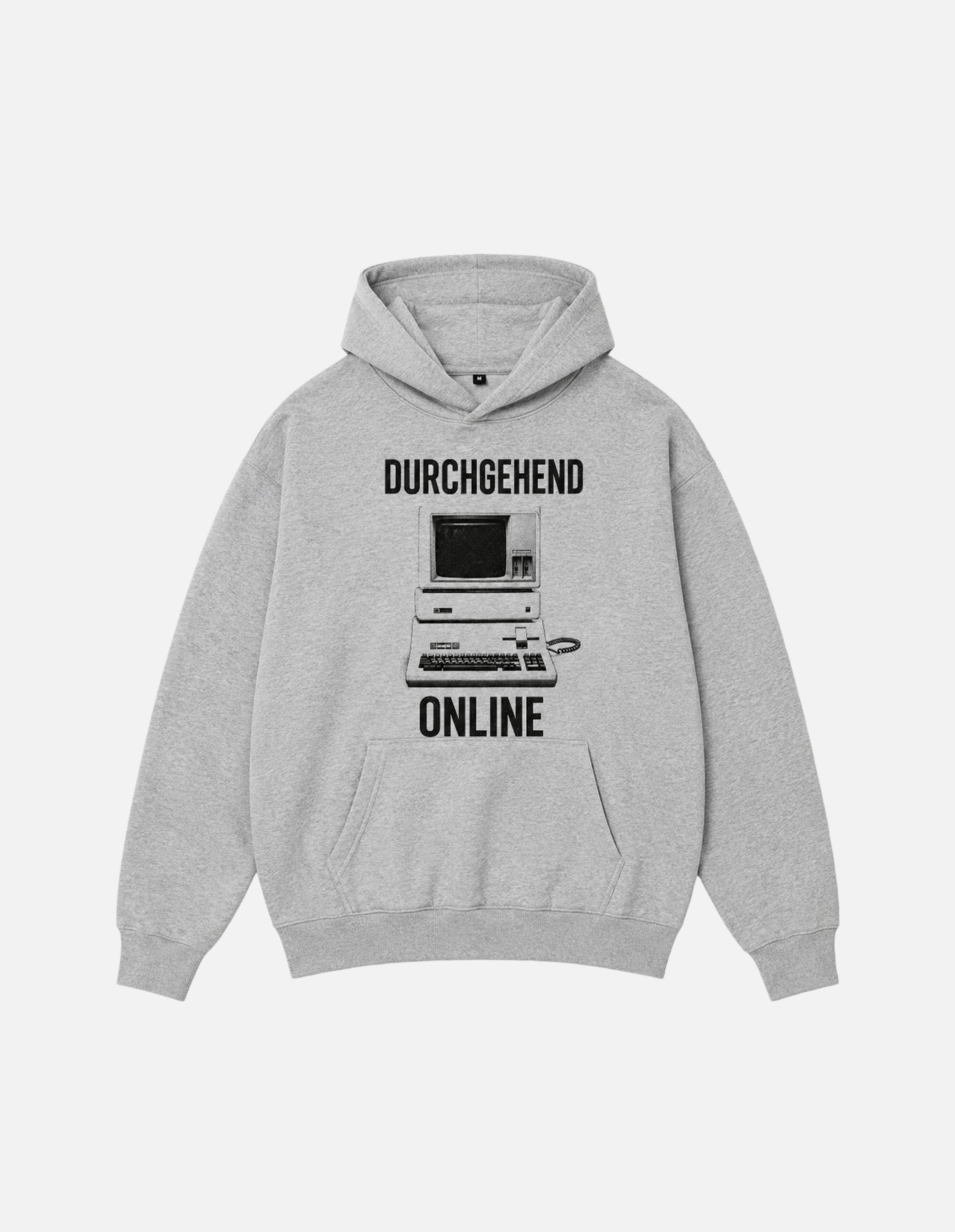 Fluffy Hoodie "DURCHGEHEND ONLINE" Grau