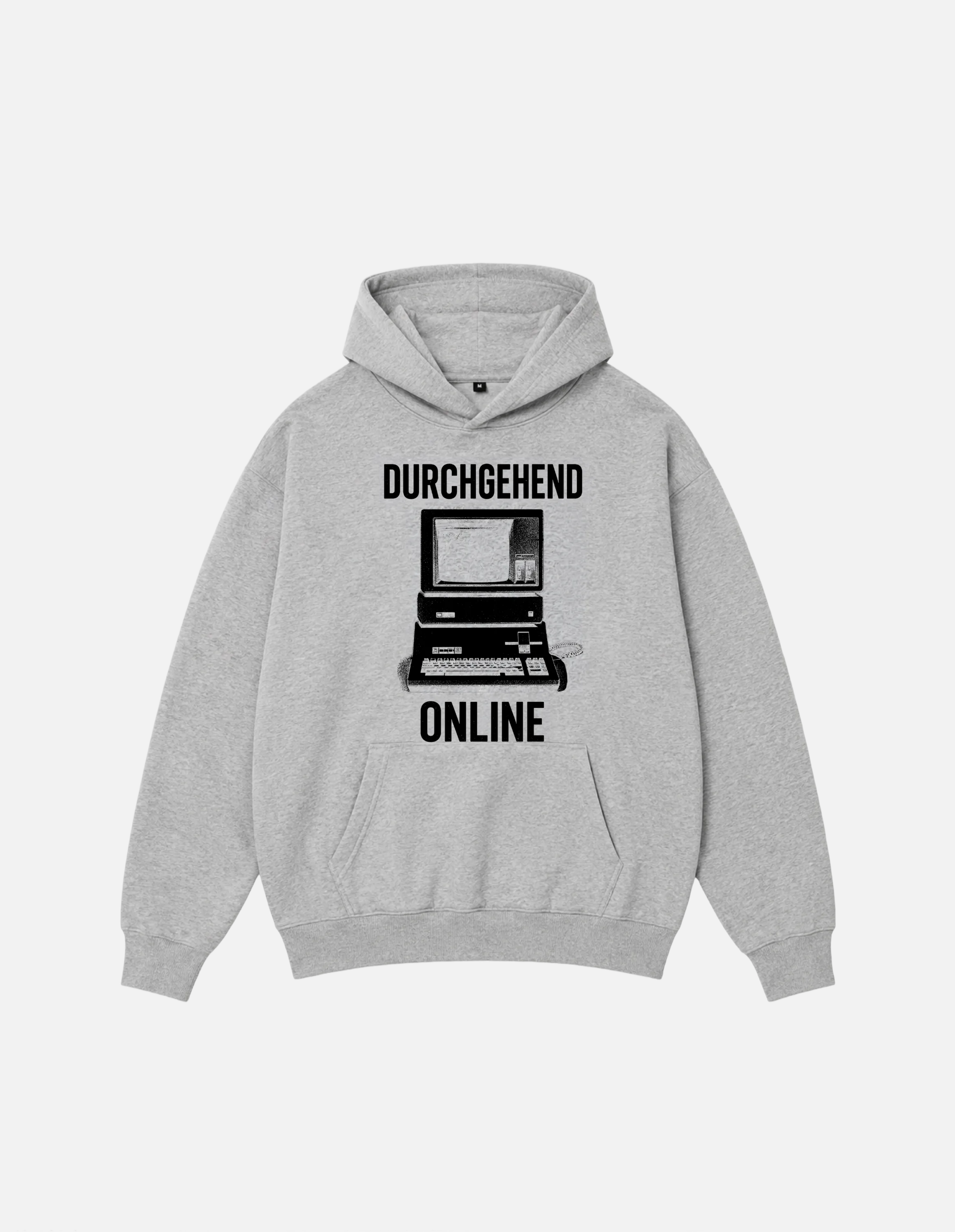 Fluffy Hoodie "DURCHGEHEND ONLINE" Grau